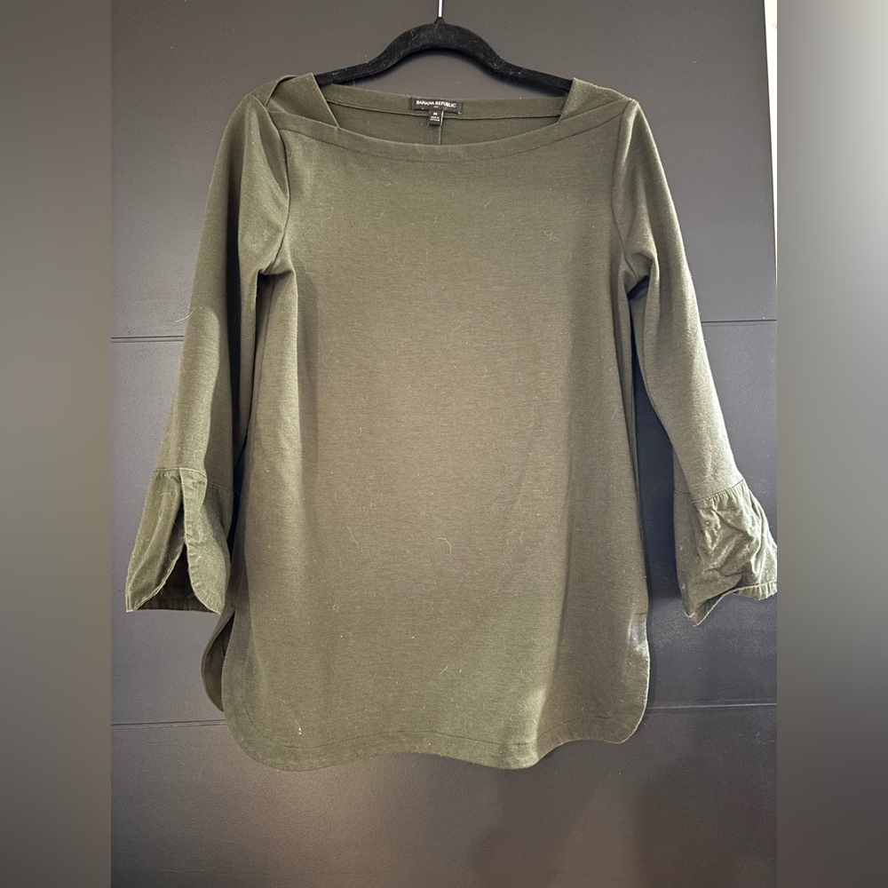 Banana Republic Green Cuffed Sleeve Relaxed Blouse